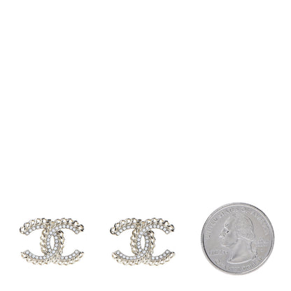 Chanel Crystal Chain CC Earrings Gold 2 of 4