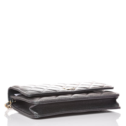Chanel Iridescent Caviar Quilted Wallet On Chain WOC Black 4 of 11