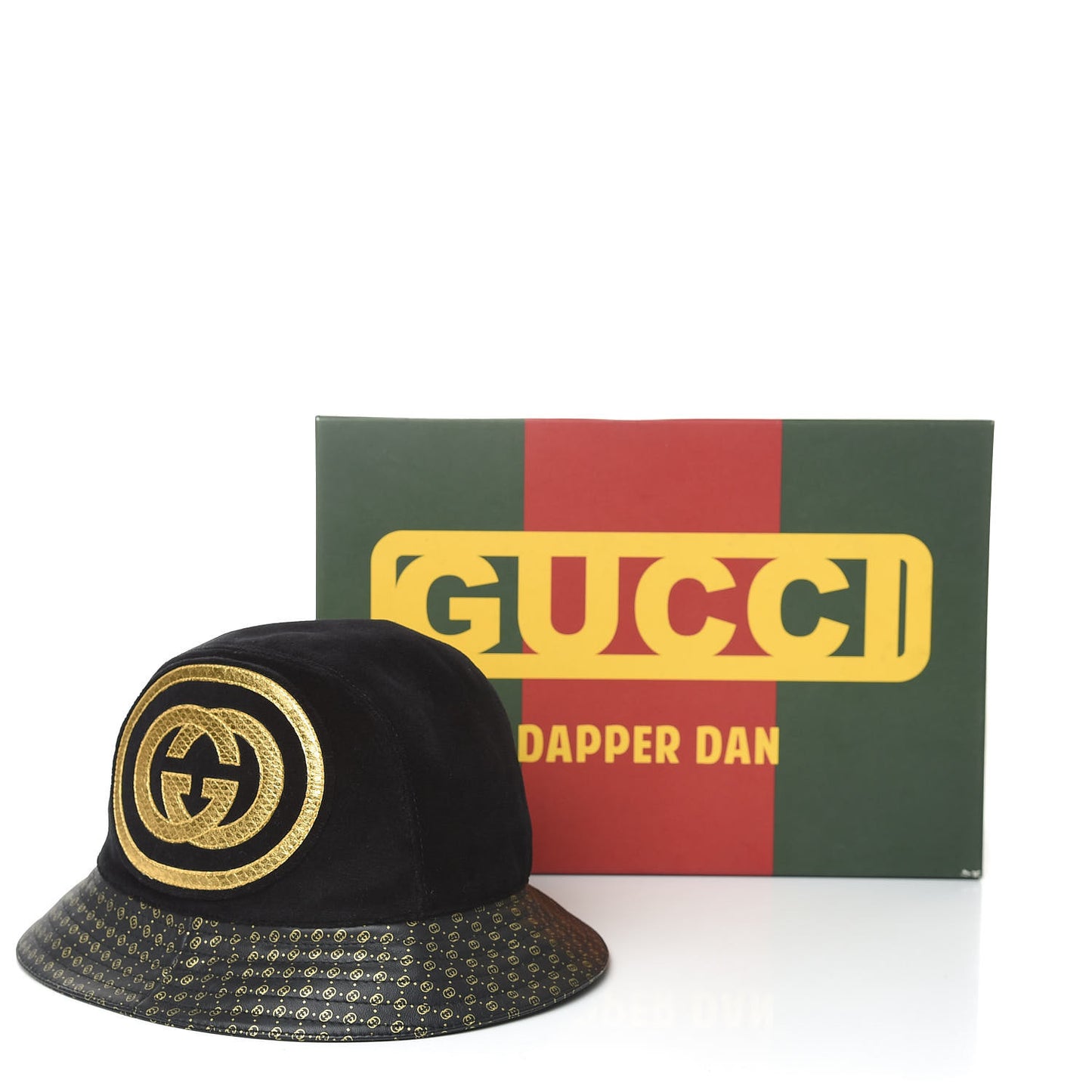 X DAPPER DAN Velvet Nappa Ayers GG Micro Monogram Fedora S Black