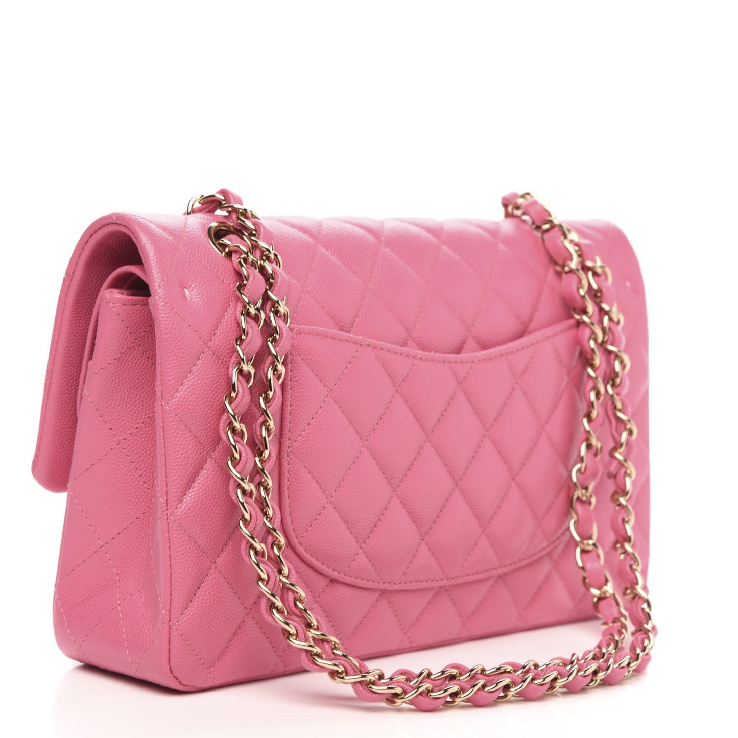 Caviar Quilted Medium Double Flap Pink
