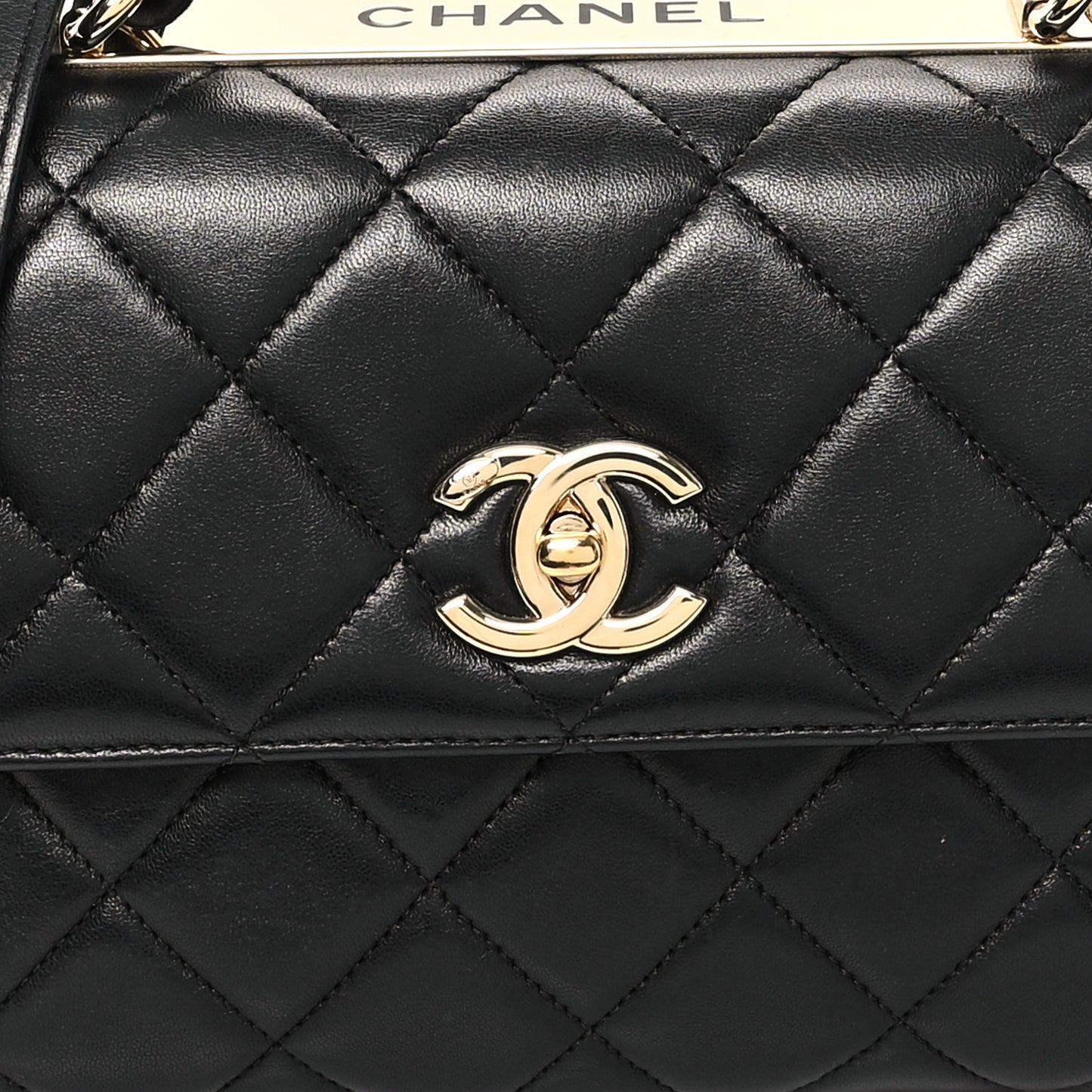 Lambskin Quilted Small Trendy CC Dual Handle Flap Bag Black
