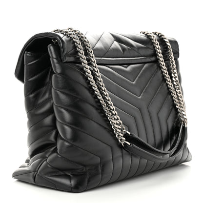 Saint Laurent Calfskin Y Quilted Monogram Large Loulou Chain Satchel Black 3 of 13