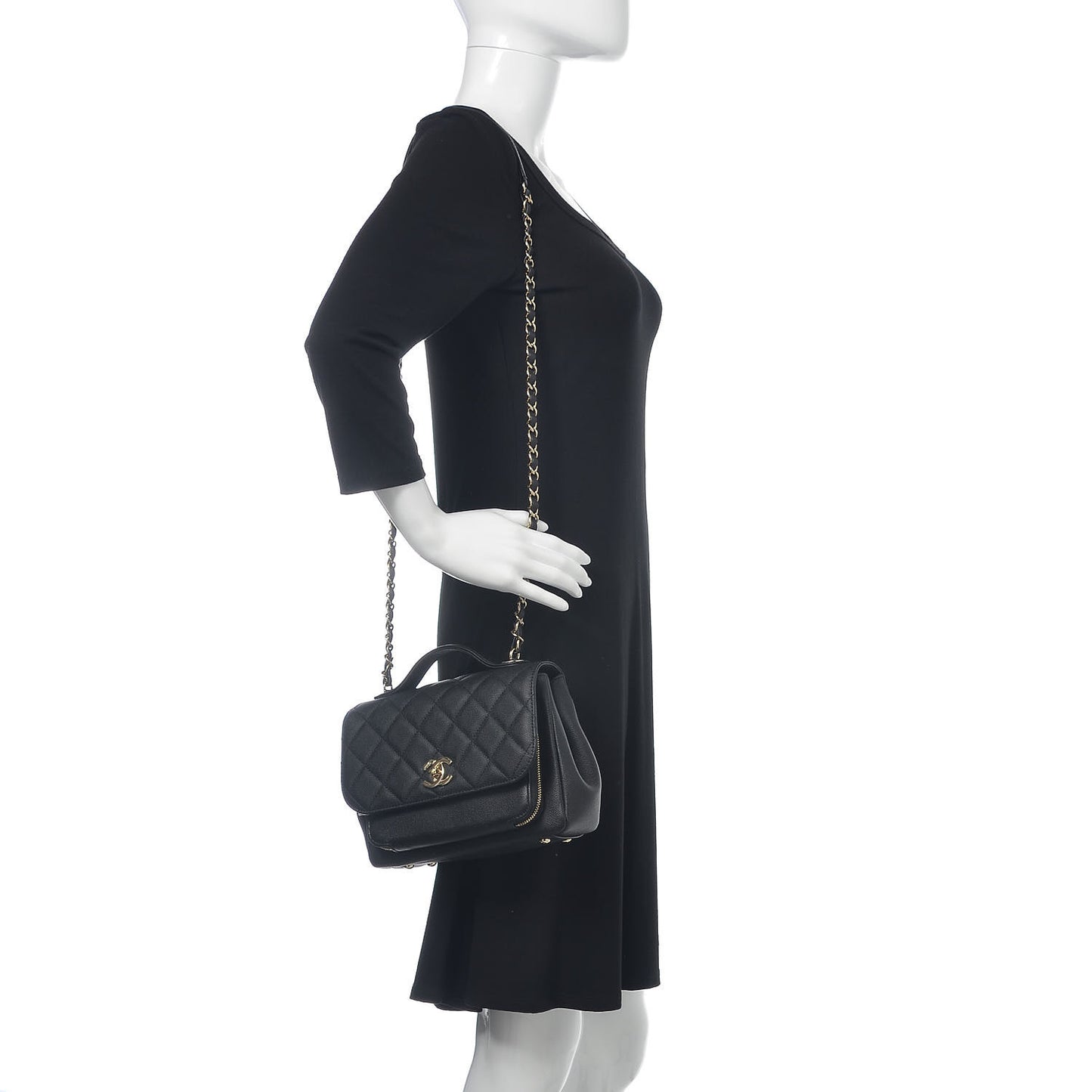 Caviar Quilted Small Business Affinity Flap Black