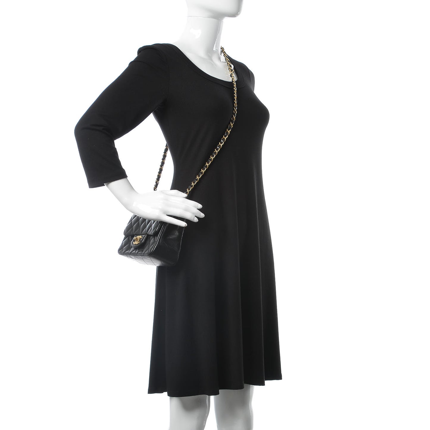 Lambskin Quilted Mini Square Flap Black
