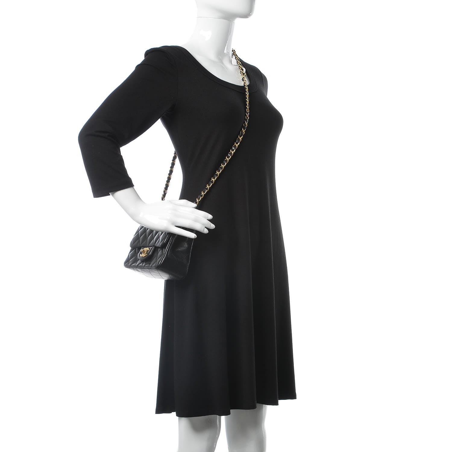Chanel Lambskin Quilted Mini Square Flap Black 2 of 8