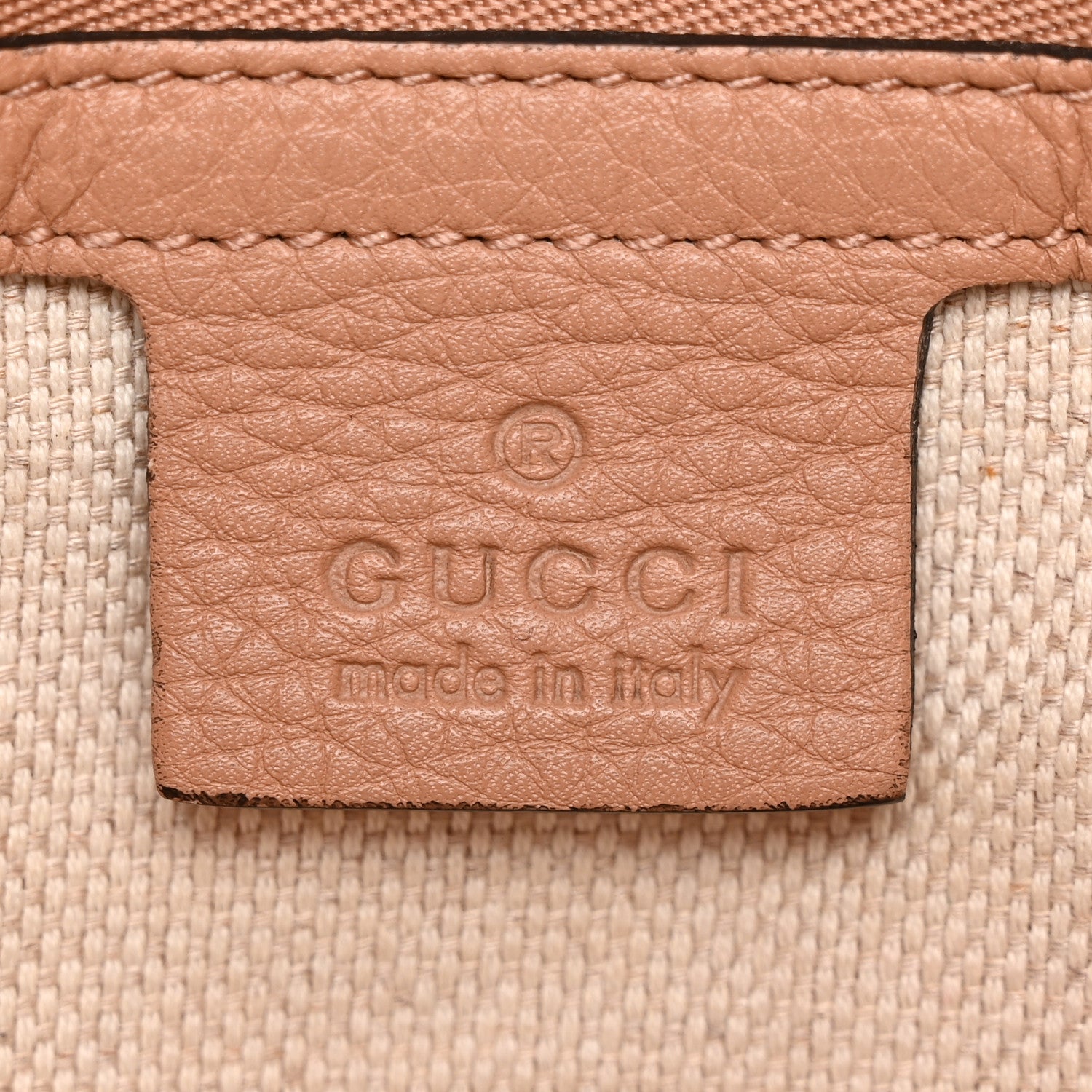 Gucci Linen Canvas Pebbled Calfskin Medium Soho Chain Shoulder Bag White Camelia 6 of 13