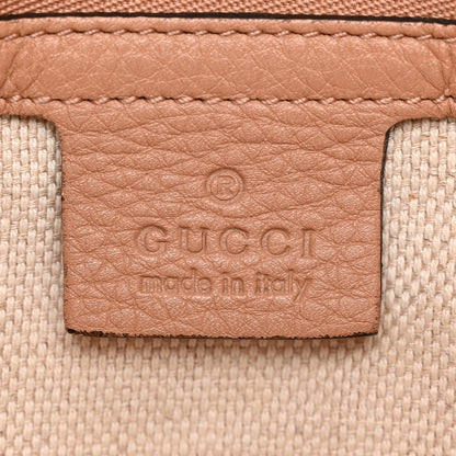 Gucci Linen Canvas Pebbled Calfskin Medium Soho Chain Shoulder Bag White Camelia 6 of 13