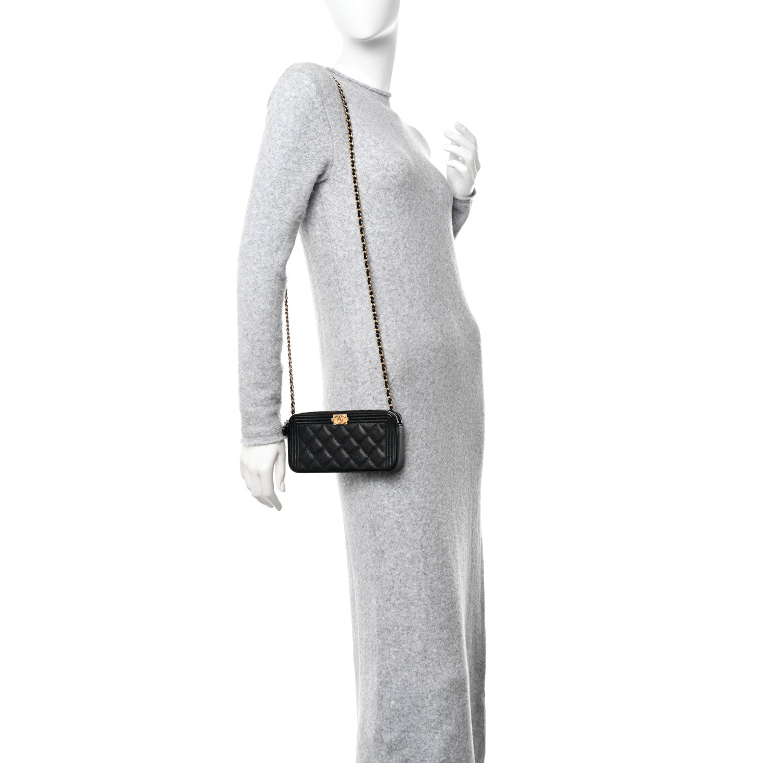 Chanel Caviar Quilted Small Boy Clutch With Chain Black 14 of 14