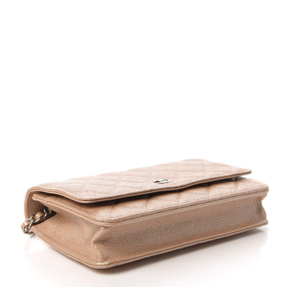 Chanel Pearly Caviar Quilted Wallet On Chain WOC Dark Beige 4 of 11