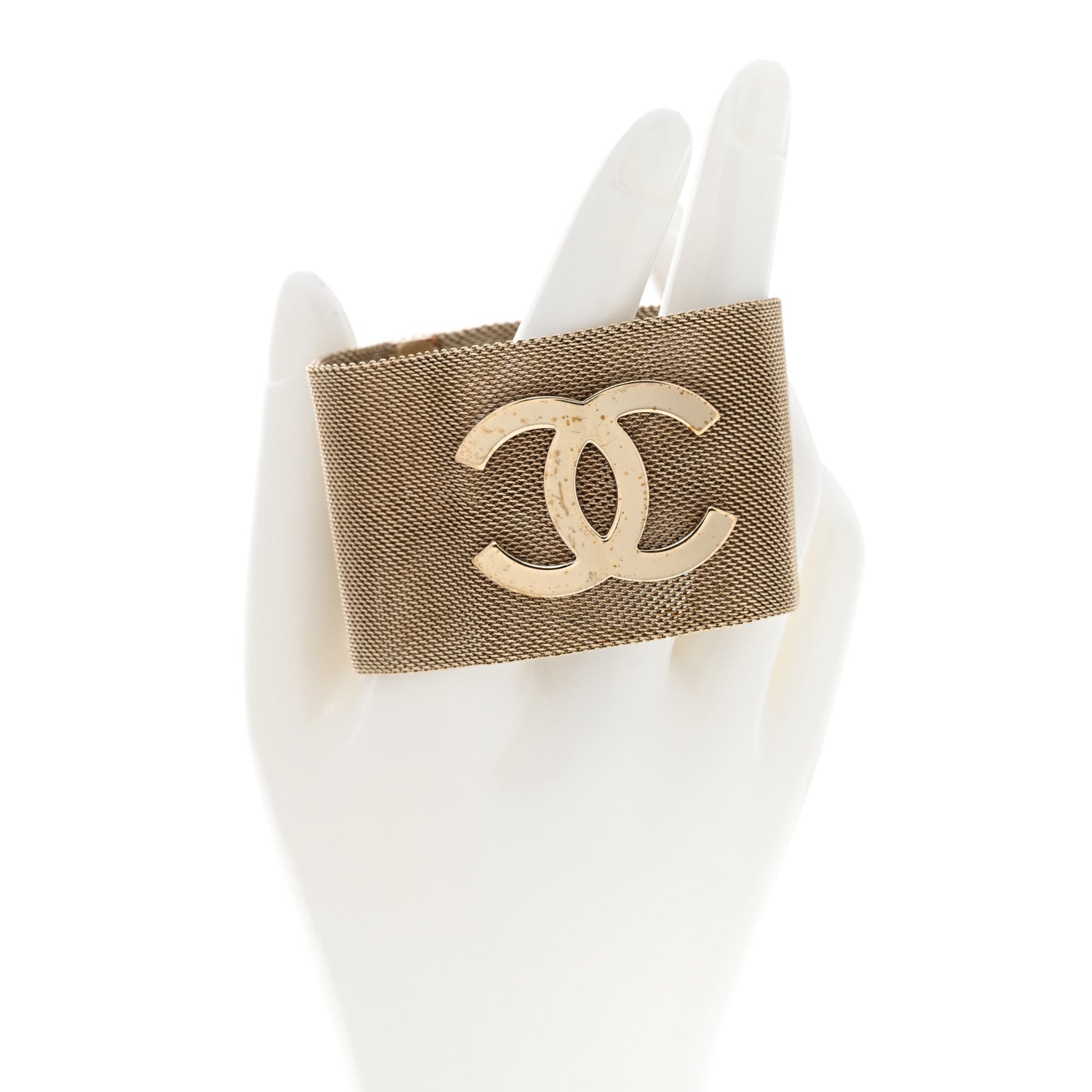 Chanel Metal Mesh CC Bracelet Light Gold 2 of 6