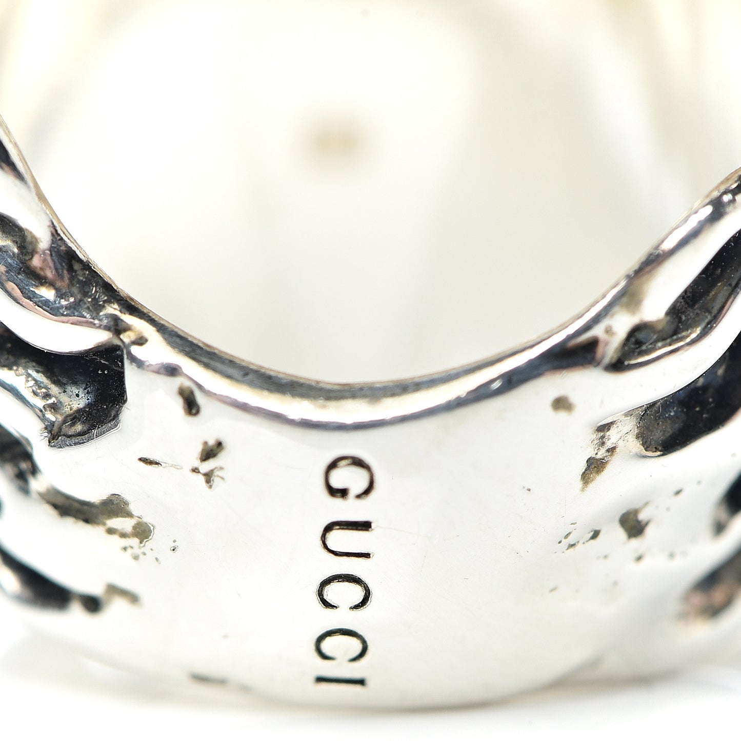 Metal Crystal Lion Head Ring 4.75 Red Aged Silver