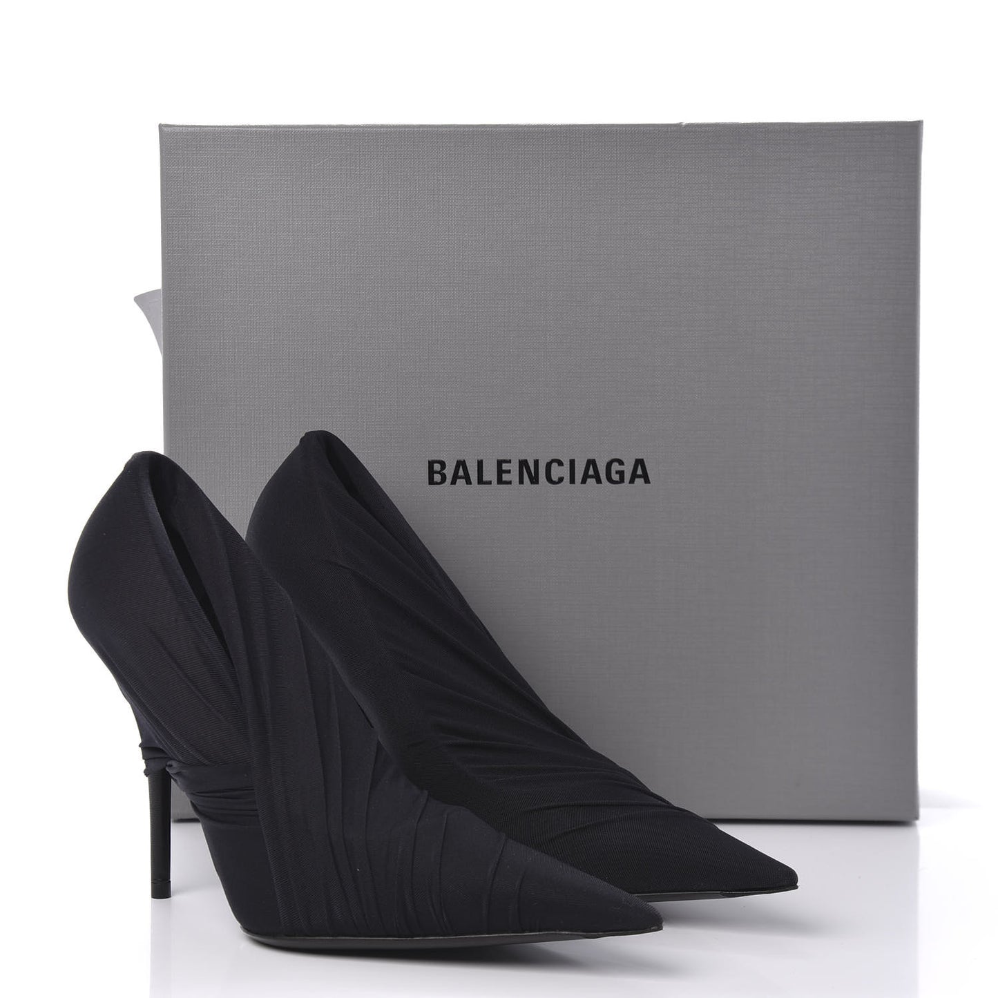 Jersey Crepe Drape Knife Pointed Pumps 38.5 Black