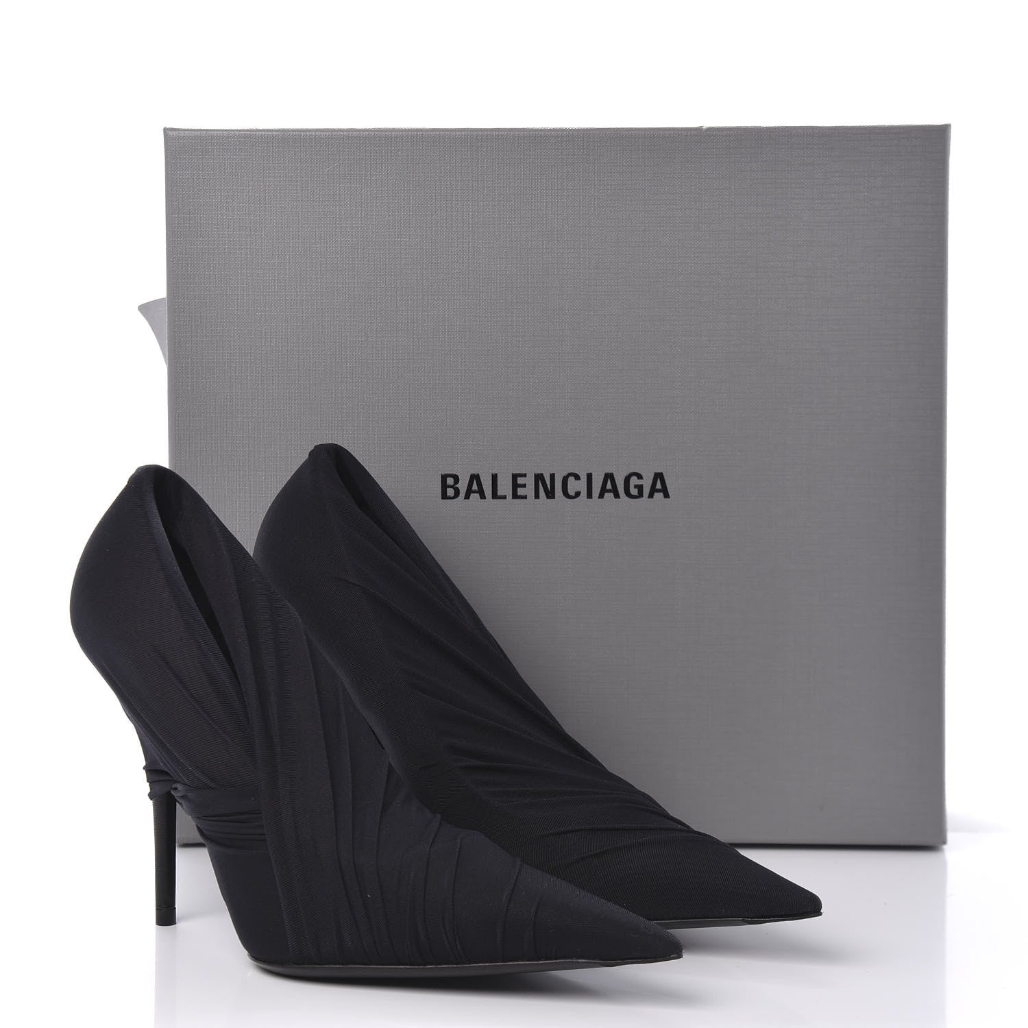 Balenciaga Jersey Crepe Drape Knife Pointed Pumps 38.5 Black 9 of 10