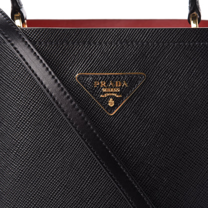 Prada Saffiano Cuir Medium Panier Bucket Bag Black Fuoco 7 of 9