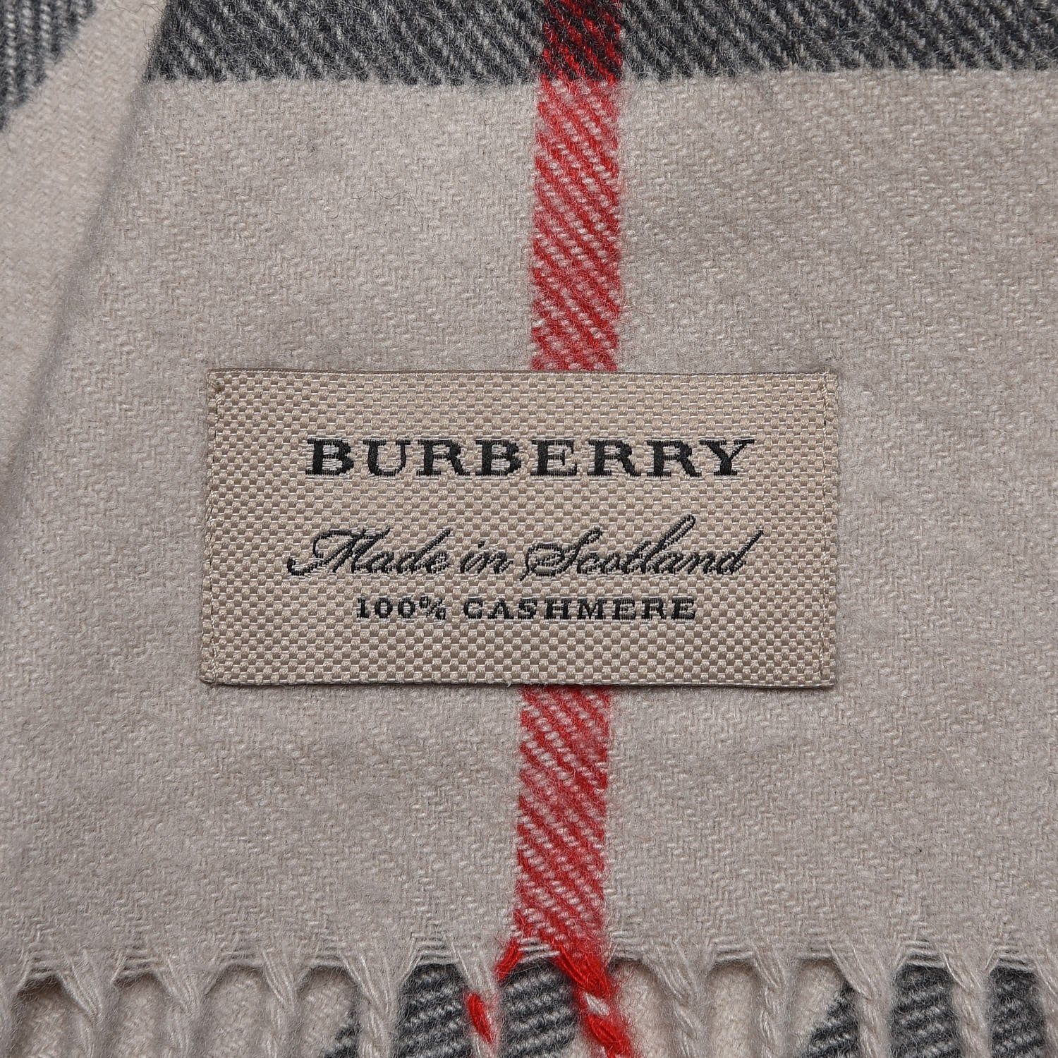 Burberry Cashmere Check Fringe Scarf Stone 6 of 6
