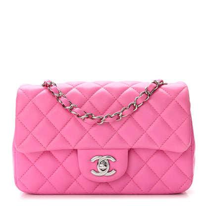 Chanel Lambskin Quilted Mini Rectangular Flap Neon Pink 1 of 11