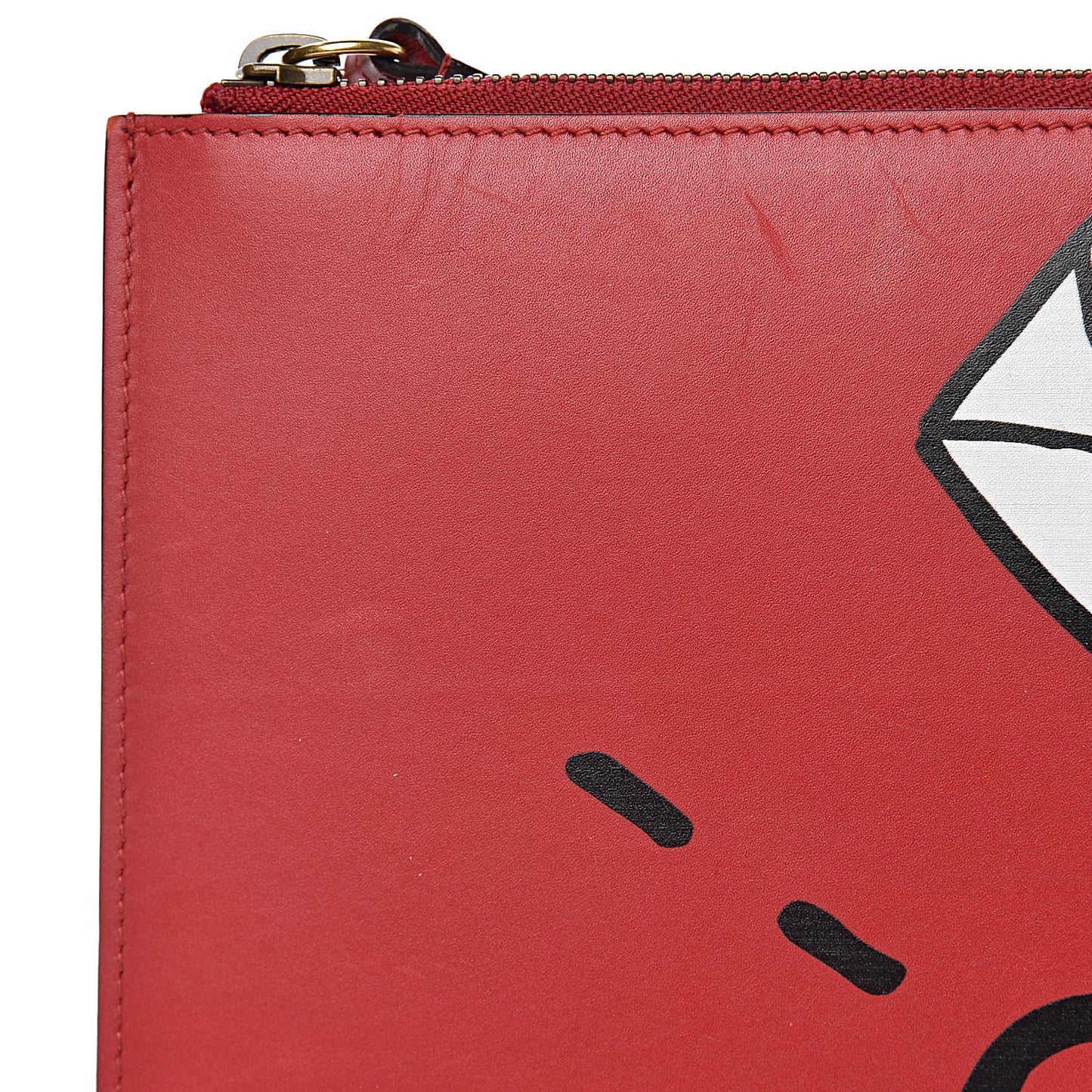 Calfskin GucciGhost Print Pouch Hibiscus Red