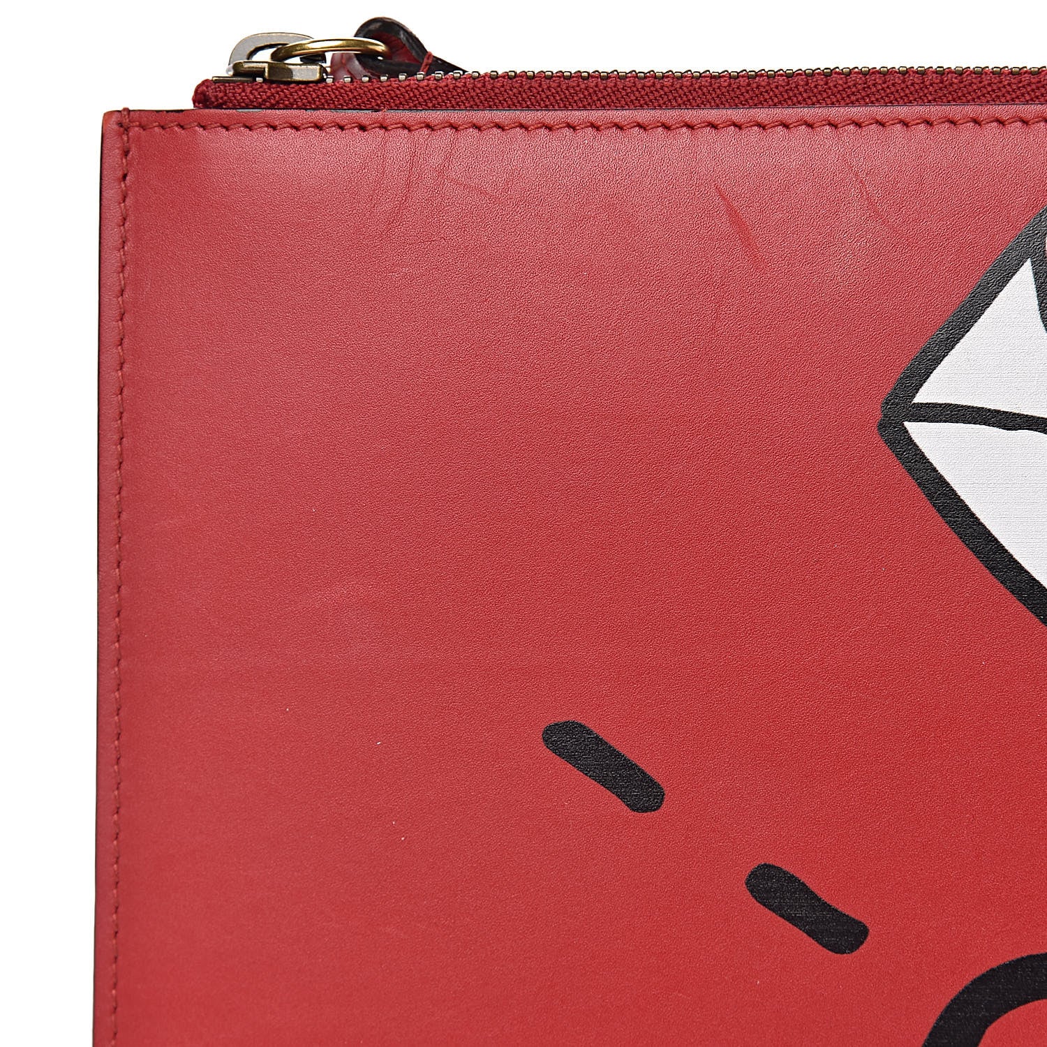 Gucci Calfskin GucciGhost Print Pouch Hibiscus Red 9 of 10