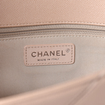 Chanel Caviar Macro Chevron Single Flap Beige 8 of 13