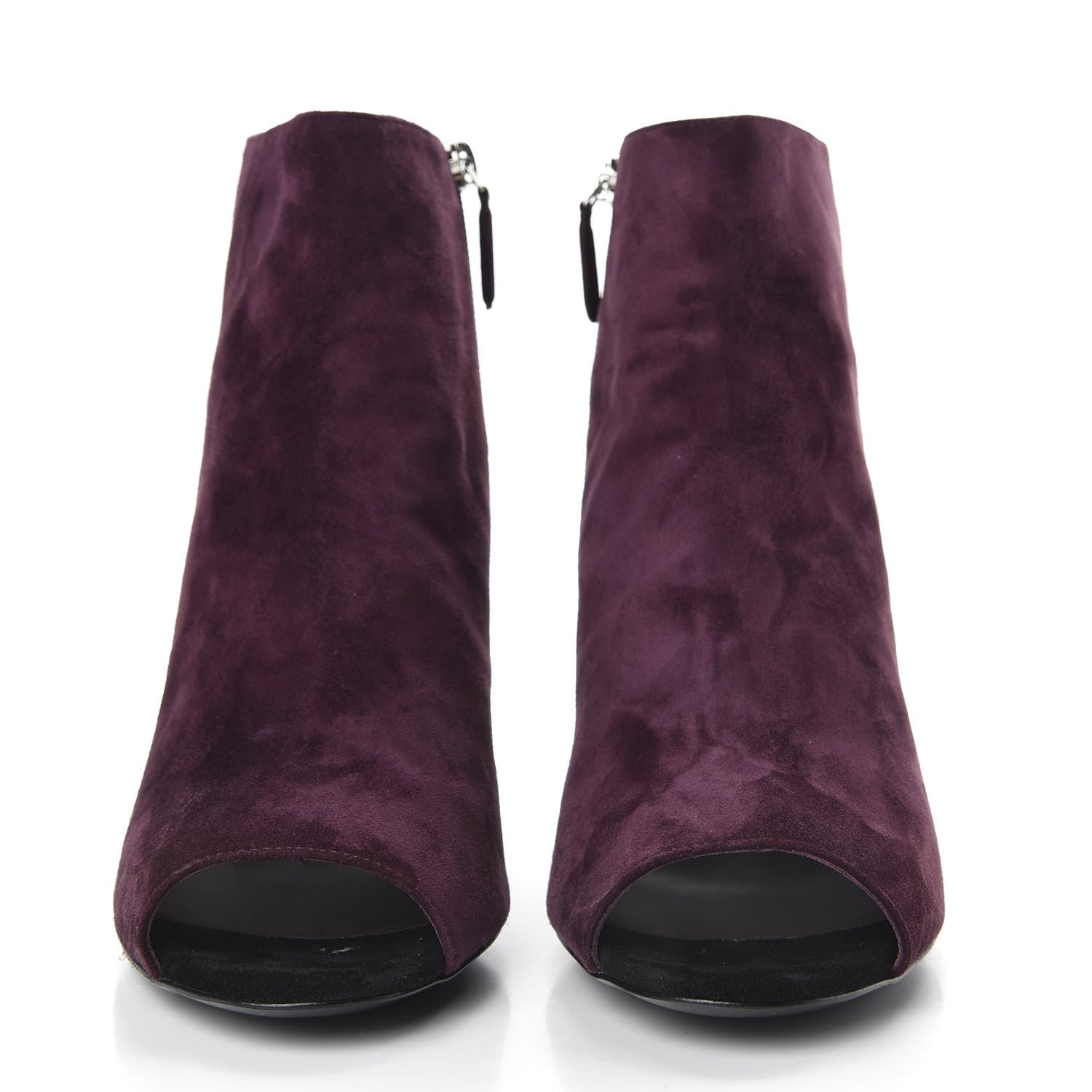 Chanel Suede Calfskin Patent Quilted CC Peep Toe Short Boots 40 Purple 2 of 9