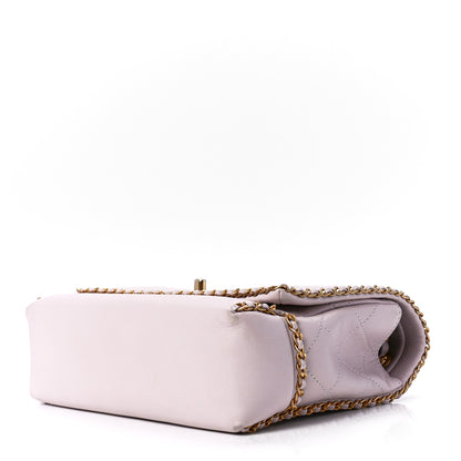Chanel Calfskin Stitched Chain Flap Light Pink 10 of 12