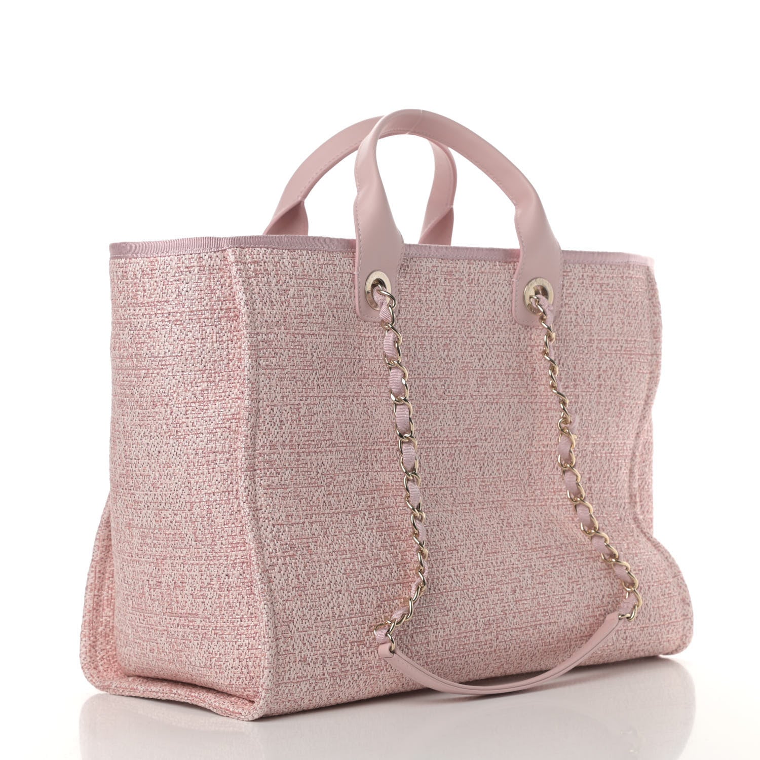 Chanel Lurex Boucle Deauville Medium Tote Pink 3 of 10