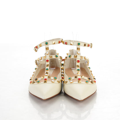 Valentino Garavani Nappa Rockstud Rolling Cage Ballerina Flats 40 Light Ivory 2 of 7