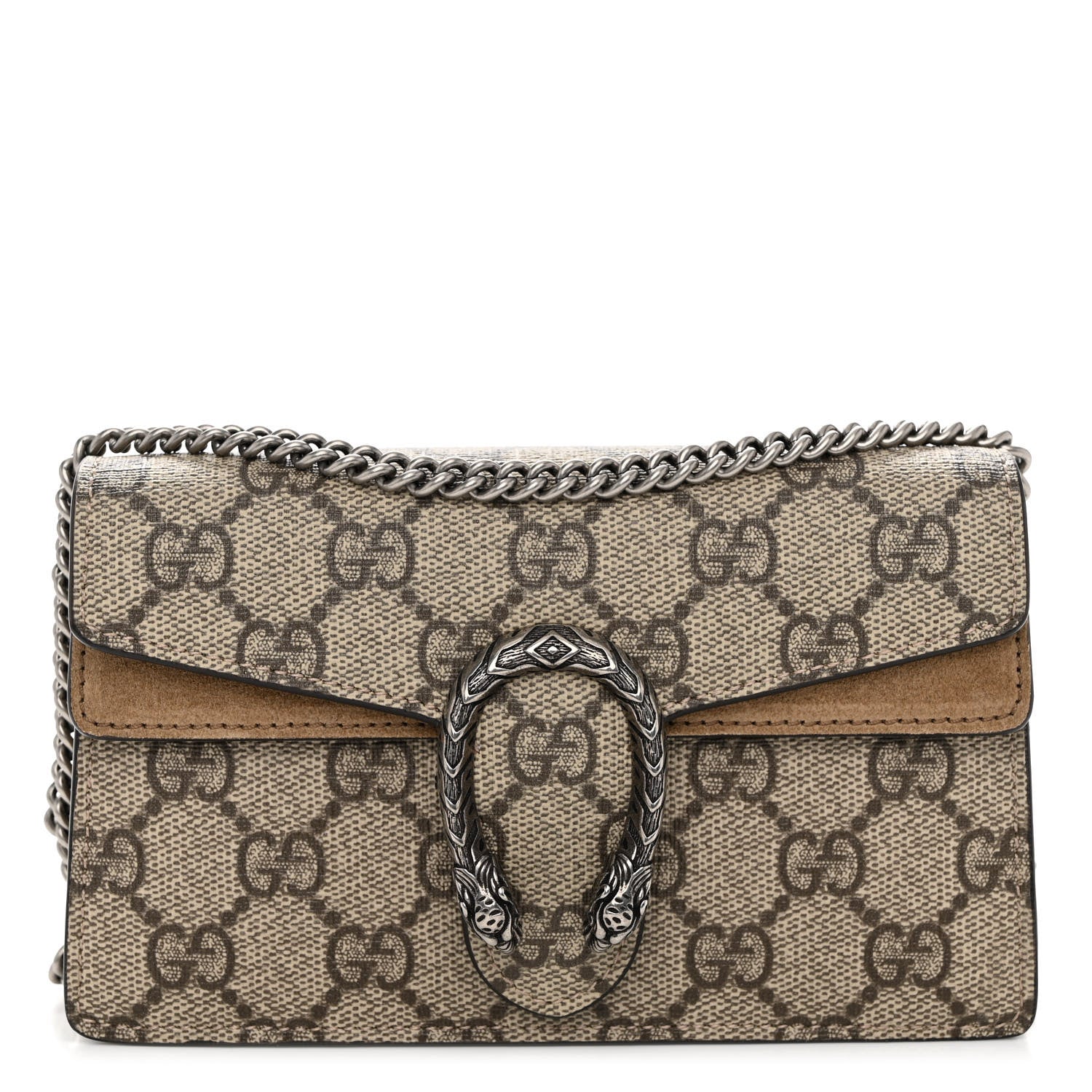 Gucci GG Supreme Monogram Super Mini Dionysus Shoulder Bag Taupe 1 of 9
