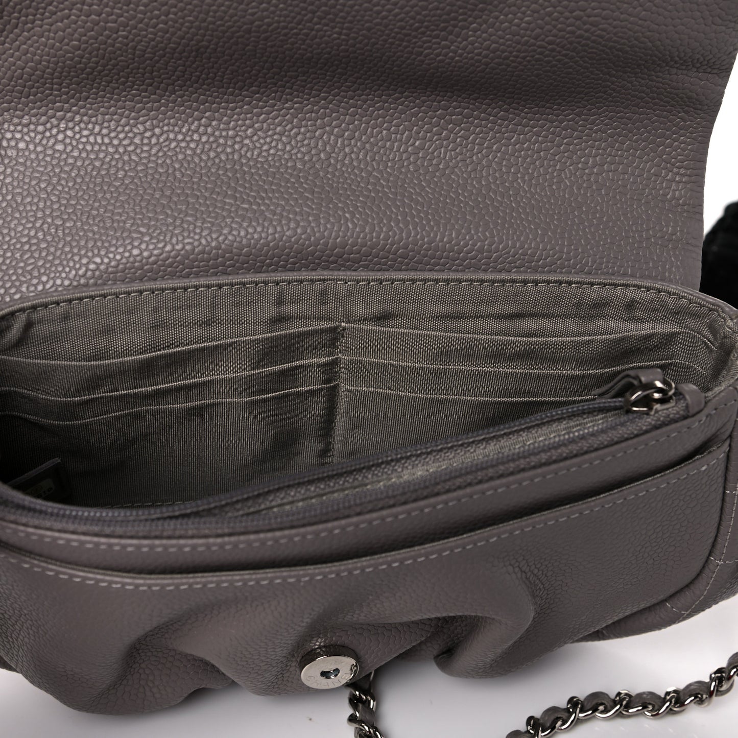 Caviar Half Moon Wallet On Chain WOC Light Grey
