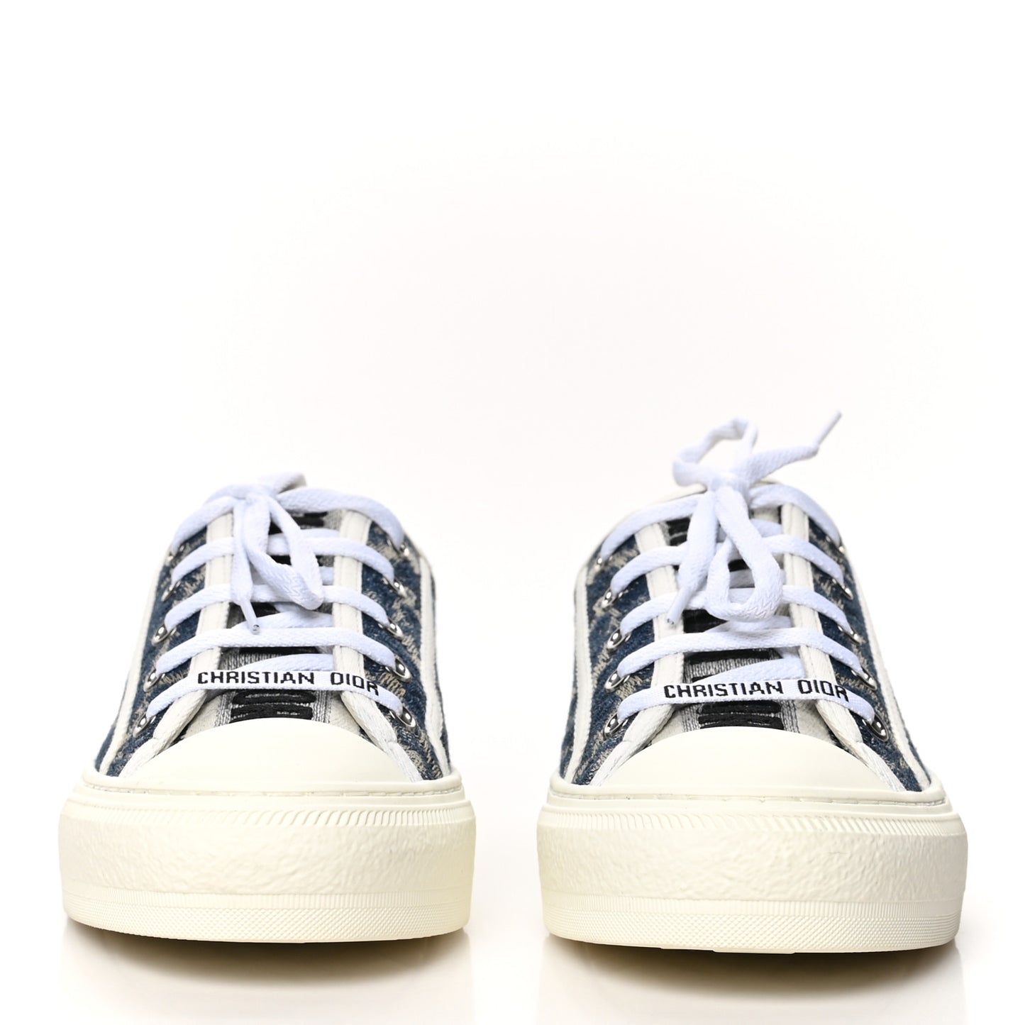 Denim Brocart Embroidered Walk'N'Dior Low Top Sneakers 38.5 Duck Blue