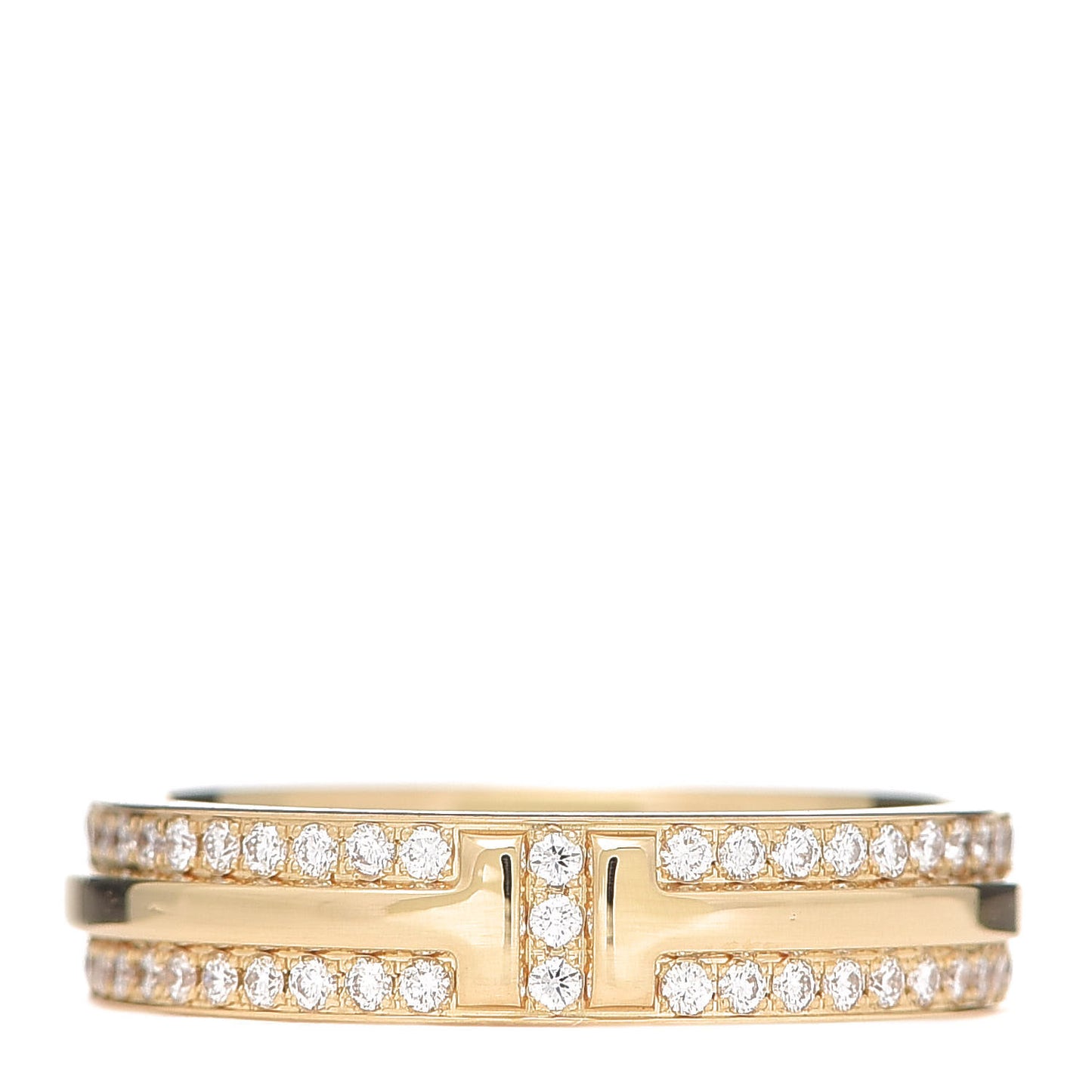 18K Yellow Gold Diamond Narrow T Two Ring 53 6.5