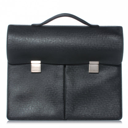 Louis Vuitton Taiga Serviette Khazan 1 Soufflet Briefcase Black 1 of 7