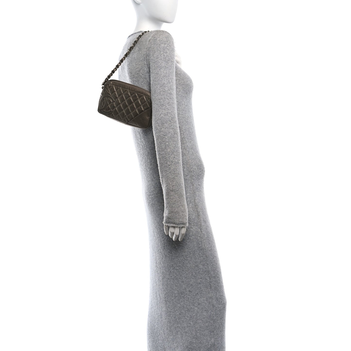 Metallic Aged Calfskin Quilted Cotton Club Pochette Bronze