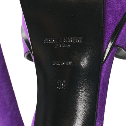 Saint Laurent Kid Scamosciato Tribute 105 Open Toe Platform Sandals 39 Purple 7 of 8