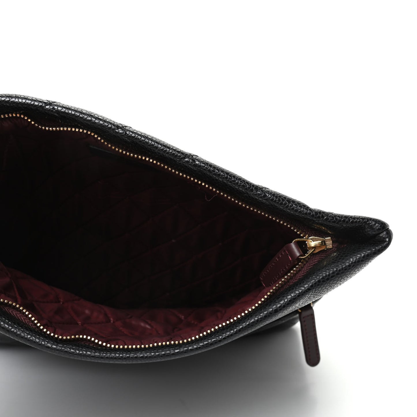 Caviar Quilted CC Beauty Clutch Black