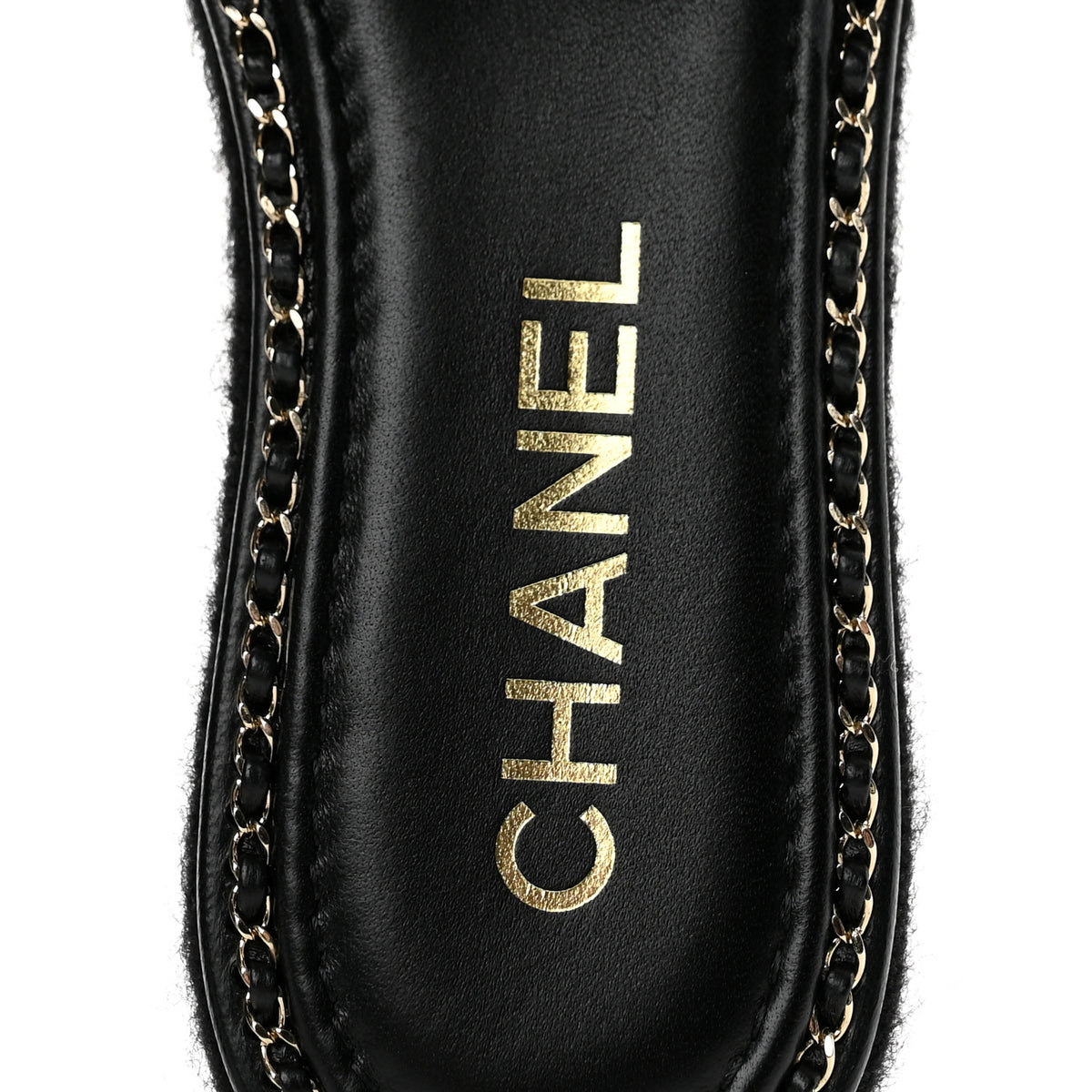 Chanel Wool Alpaca Chain CC Slide Sandals 36 Black 8 of 11