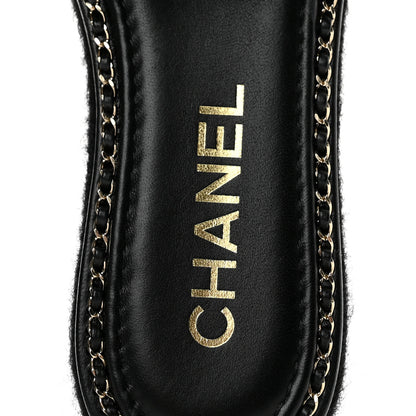 Chanel Wool Alpaca Chain CC Slide Sandals 36 Black 8 of 11