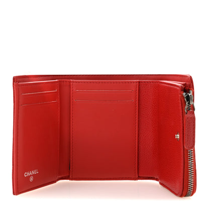 Chanel Caviar Quilted CC Zip Tri-Fold Wallet Red 5 of 11