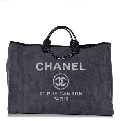 Chanel Canvas Extra Large Deauville Tote Blue 1 of 7