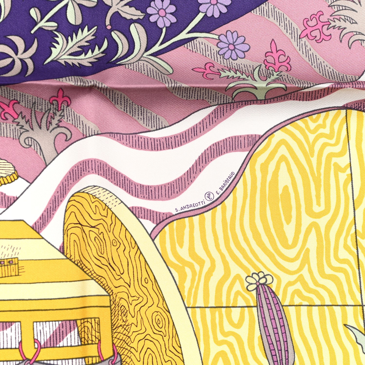 Hermes Silk Le Premier Chant Scarf 90 Violet Bleu Glacier 5 of 6