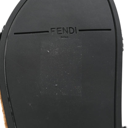 Fendi Shearling FF Fendi Feel Sandals 38 Tobacco Black 9 of 9