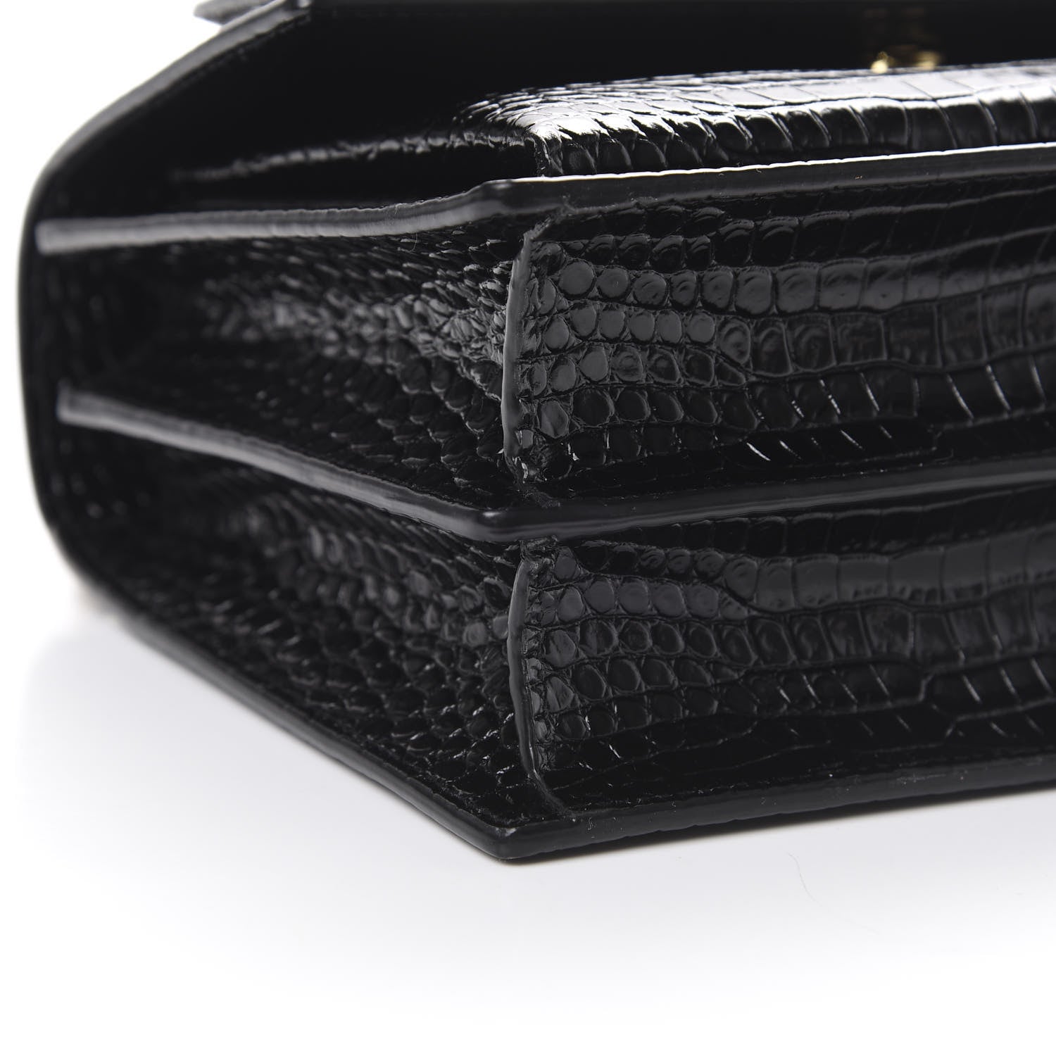 Saint Laurent Calfskin Crocodile Embossed Medium Monogram Sunset Black 8 of 9