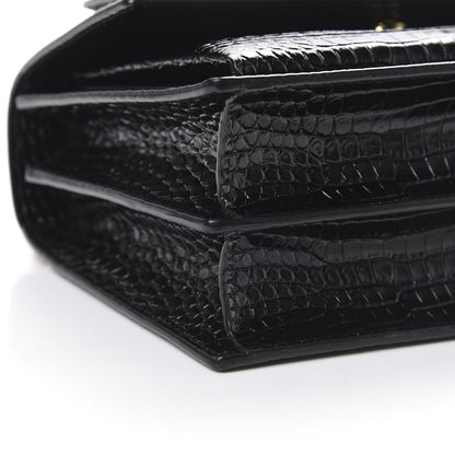 Saint Laurent Calfskin Crocodile Embossed Medium Monogram Sunset Black 8 of 9