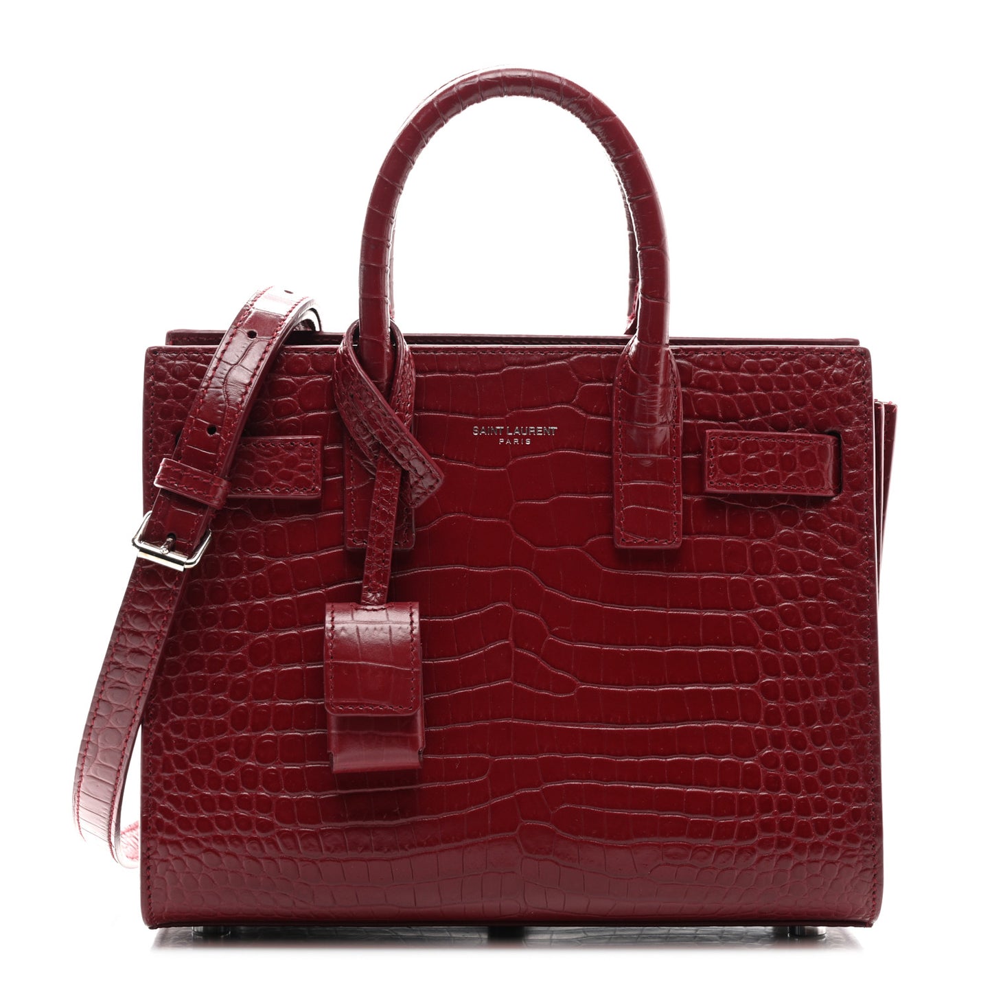 Calfskin Crocodile Embossed Nano Sac De Jour Red