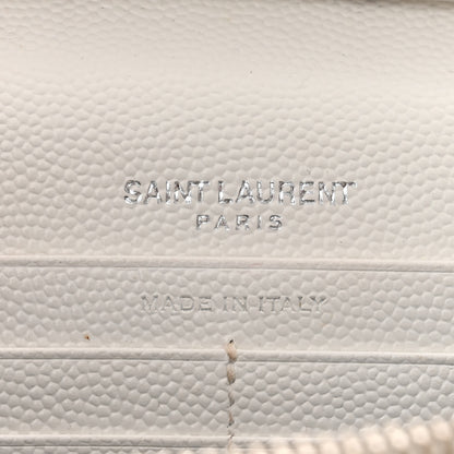 Saint Laurent Grain De Poudre Matelasse Chevron Monogram Chain Wallet White 6 of 12