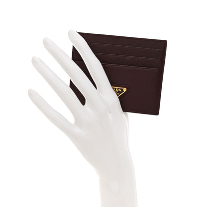 Prada Saffiano Triangle Card Case Bordeaux 2 of 6