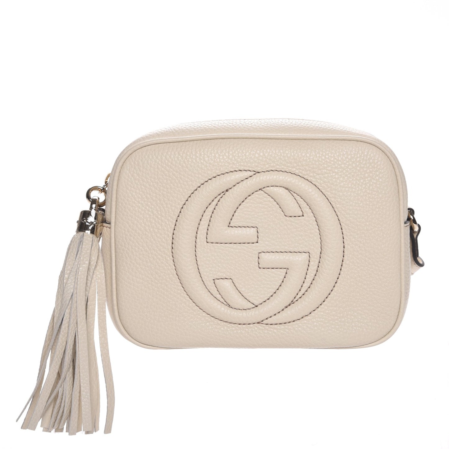 Pebbled Calfskin Small Soho Disco Bag Off White