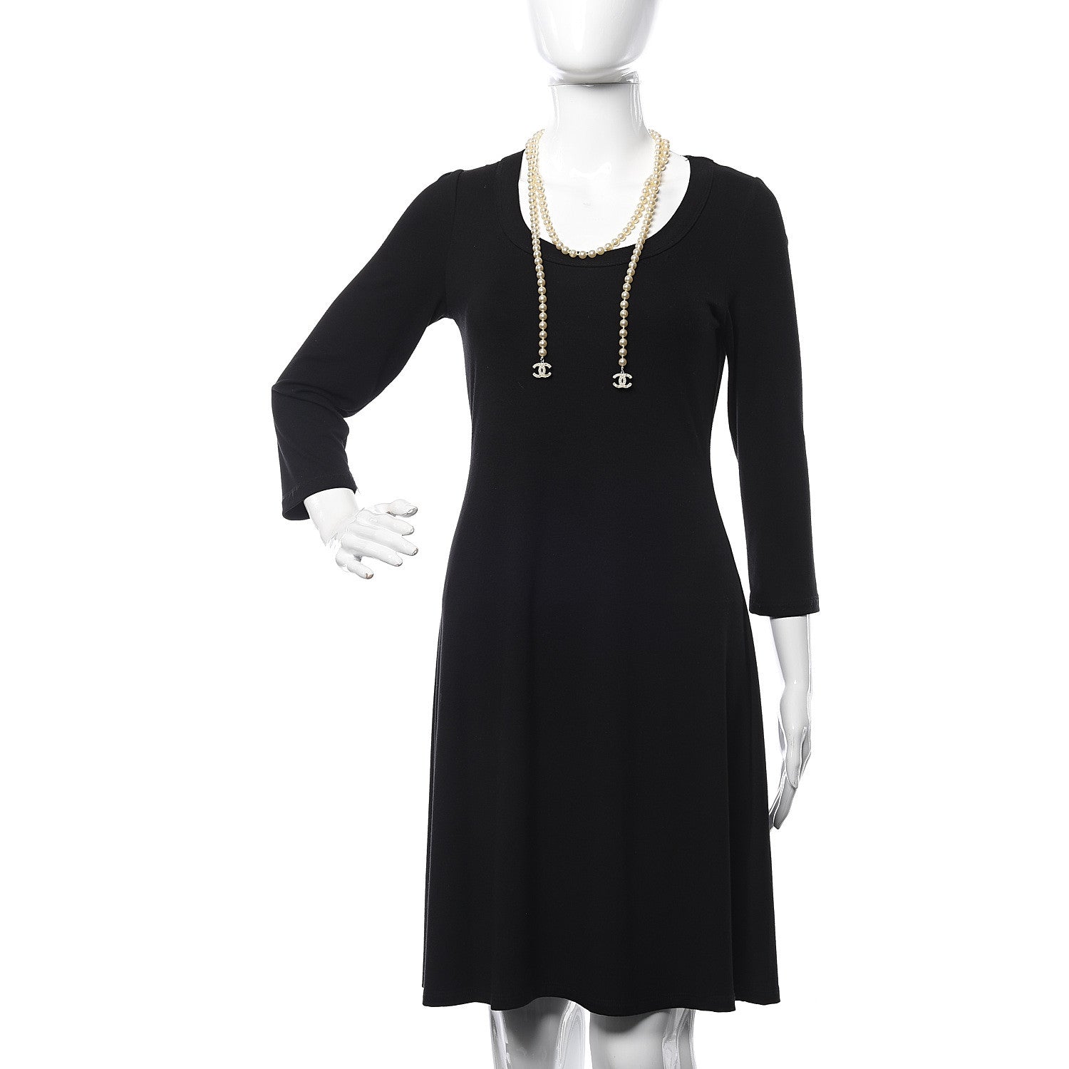 Chanel Pearl CC Long Necklace Silver 2 of 5