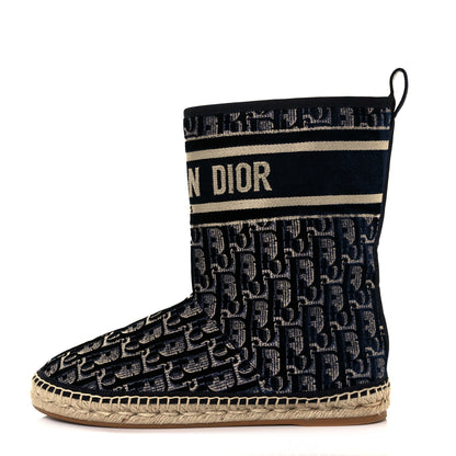 Christian Dior Velvet Oblique Granville Espadrille Boots 38 Deep Blue 3 of 21