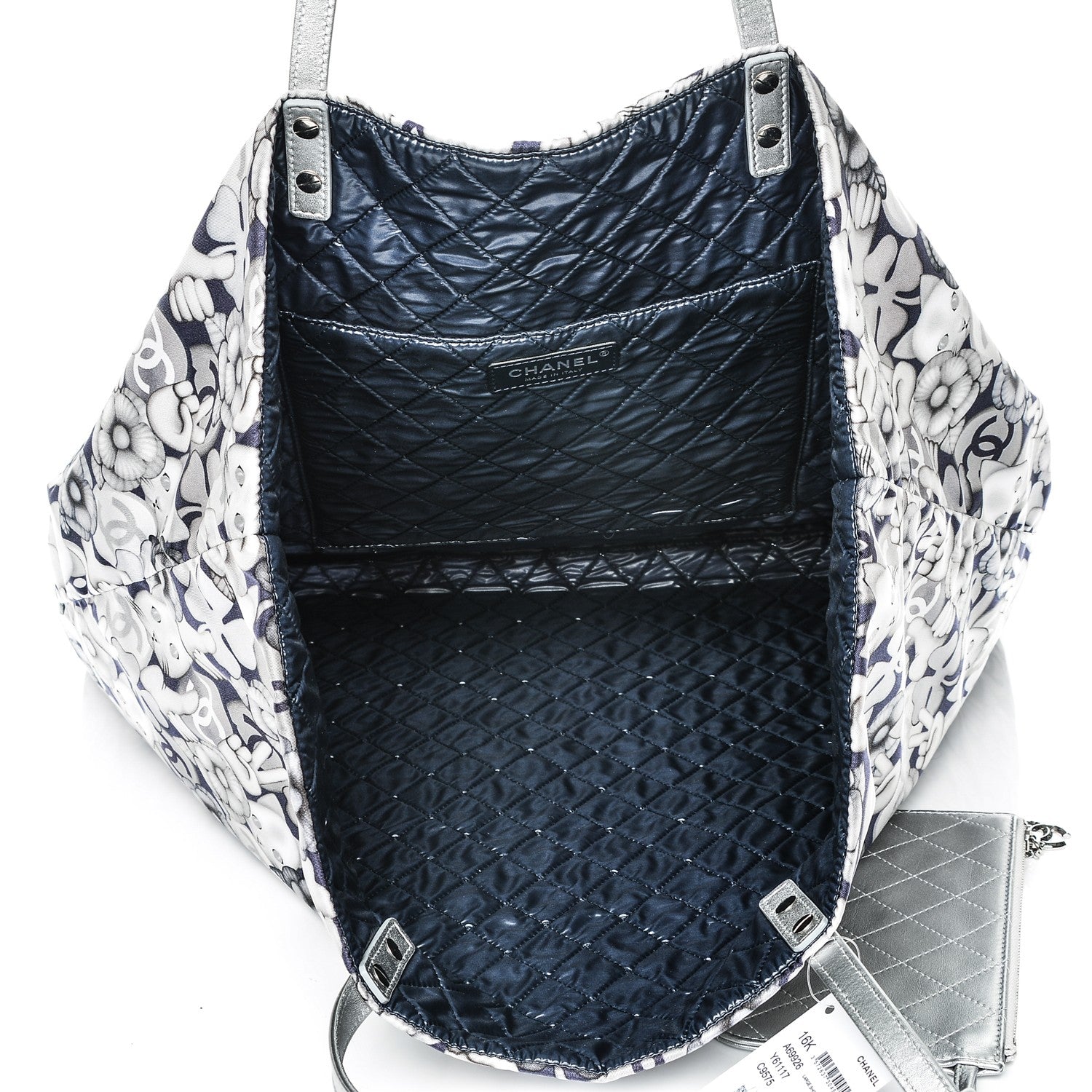 Chanel Nylon Cat Emoticon Tote Navy Silver 5 of 8
